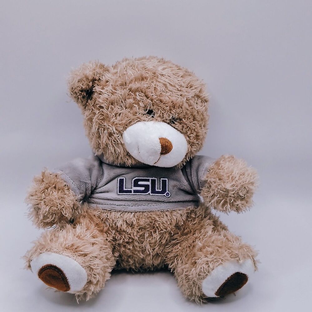 LSU Tigers Teddy Bear Plush Stuffed Animal Grey Hoodie Jenkins Enterprises 2024